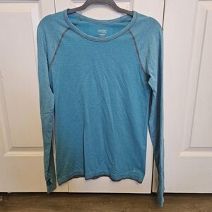 Danskin Teal Striped Semi-Fitted Top